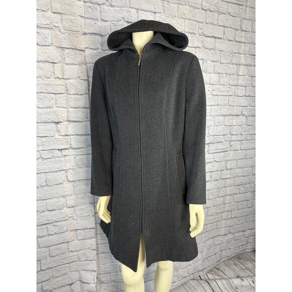 Vintage Donnybrook Y2K Hooded Charcoal Gray Coat zipper closing size 12 - Picture 6 of 13